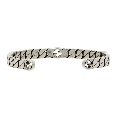 Shop Gucci Silver Interlocking G Bracelet In 0728 Semi Shiny Silv