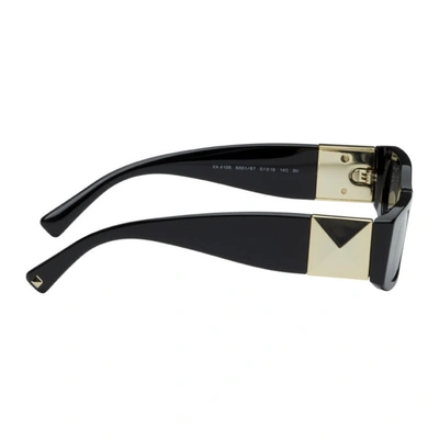 Valentino Black Thin Rectangular Sunglasses In 500187 Black