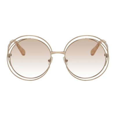 Shop Chloé Rose Gold Carlina Sunglasses In 780 Rose Go