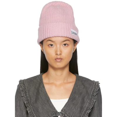 Ganni Recycled Wool Blend Knit Beanie In Pink & Purple | ModeSens