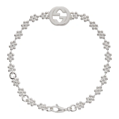 Shop Gucci Silver Interlocking G Bracelet In 8106 Argento
