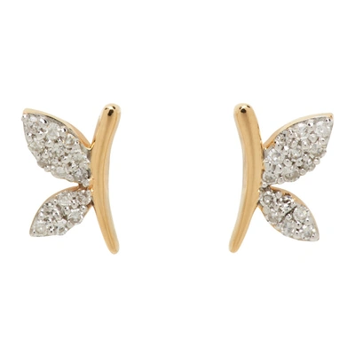 Shop Adina Reyter Pavé Butterfly Posts Earrings In Gold