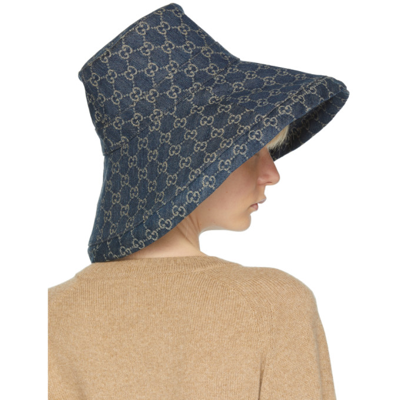 Shop Gucci Blue Eco-washed Denim Wide Brim Hat In 4900 Denim