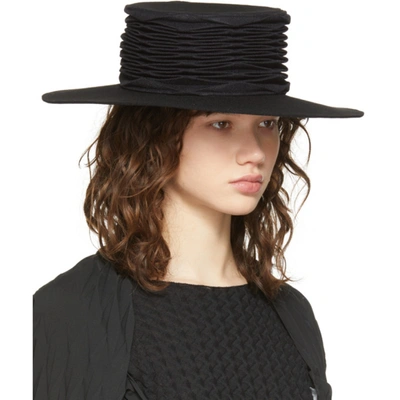 Shop Issey Miyake Black Pleated Flat Hat In 15 Black