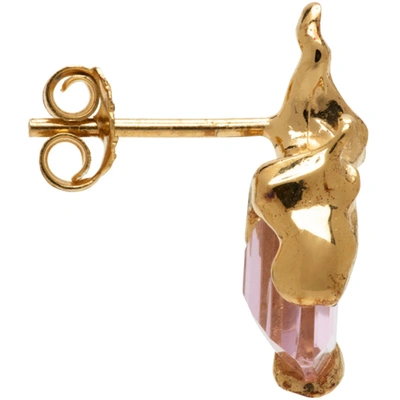 Shop Alan Crocetti Gold Pink Flare Earring In Gold Vermeil