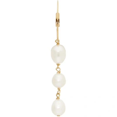 Shop Jil Sander Gold Revive Pearl Hoop Earrings In 716 Gold