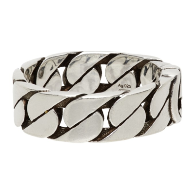 Shop Gucci Silver Wide Interlocking G Ring In 0728 Semi Shiny Silv