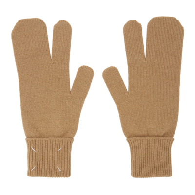 Shop Maison Margiela Beige Tabi Gloves In 124 Camel