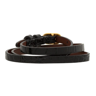 Shop Alexander Mcqueen Black Croc Multi Wrap Bracelet In 1001 Black