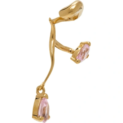 Shop Alan Crocetti Gold Pink Nano Hybrid Ear Cuff In Gold Vermeil