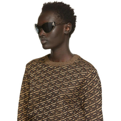 Shop Versace Black Medusa Chic Shield Sunglasses In 100287 Blk