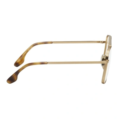 Shop Victoria Beckham Gold Thick Metal Optical Glasses In 714 Gold