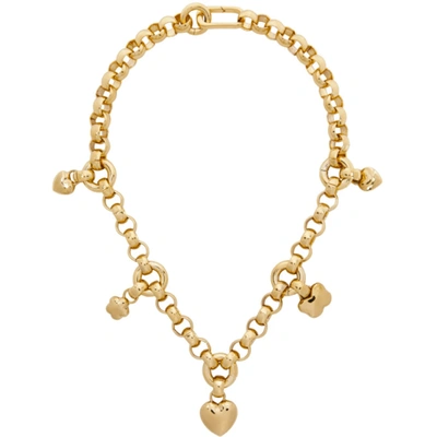 Shop Laura Lombardi Gold Amorina Necklace In Brass
