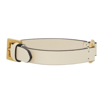 Shop Valentino Calfskin Vlogo Bracelet In I16 Light Ivory