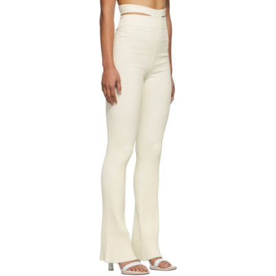 Shop Adamo Off-white Flared High Waist Cut Out Belt Lounge Pants In 000 Ivory