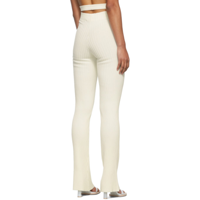 Shop Adamo Off-white Flared High Waist Cut Out Belt Lounge Pants In 000 Ivory