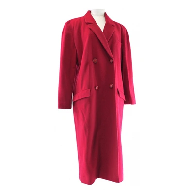 Pre-owned Bally Wool Trench Coat In Red