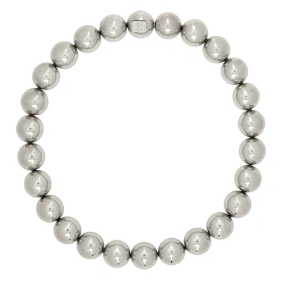 Shop Balenciaga Pearl Necklace In 0668 Silver