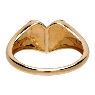 Shop Adina Reyter Gold & Pink Ceramic Pavé Folded Heart Ring In Gold/pink