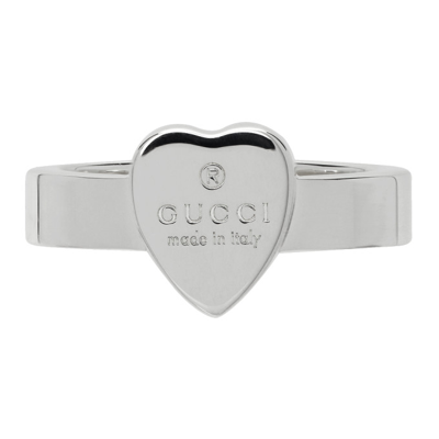 Gucci Trademark Sterling Silver Heart shaped Ring ModeSens