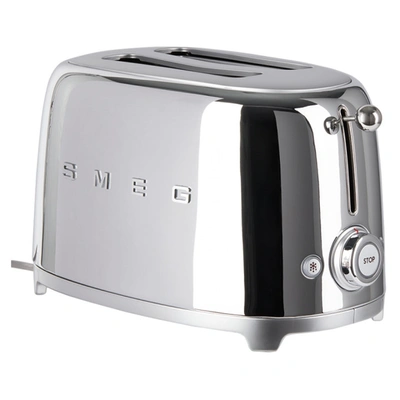 Shop Smeg Silver Retro-style 2 Slice Toaster In Chrome
