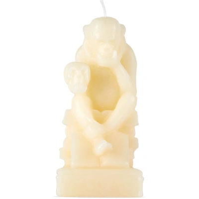Shop Neighborhood White Graphic Ape Candle In Ivory