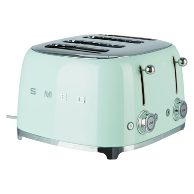 Shop Smeg Green Retro-style 4 Slice Toaster In Pastel Green