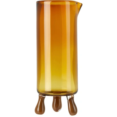 Shop Sticky Glass Orange & Brown Scribble Special Edition Dash Carafe In Amber And Tobacco