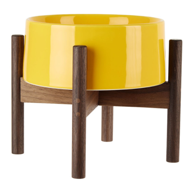 Mr. Dog Yellow Mudshark Studios Edition Small Dog Bowl In Yellow