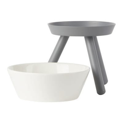 Shop Pets So Good Grey & White Tall Oreo Table Pet Bowl In Gray/white