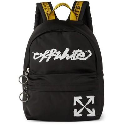 Shop Off-white Kids Script Logo Backpack In Black/white