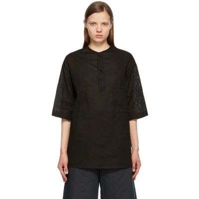 Shop Lemaire Black Henley T-shirt In 999 Black