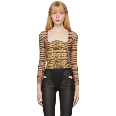 KNWLS ORANGE & BLACK SCYTHE BUSTIER TOP 