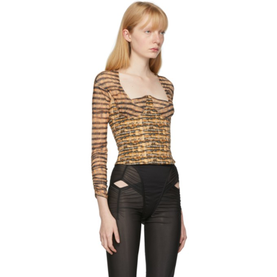 KNWLS ORANGE & BLACK SCYTHE BUSTIER TOP 
