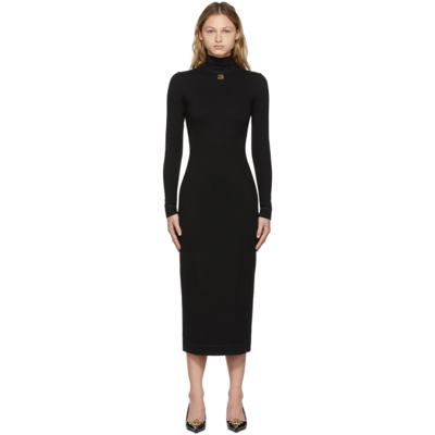 Shop Dolce & Gabbana Black Jersey Dg Logo Dress In N0000 Nero