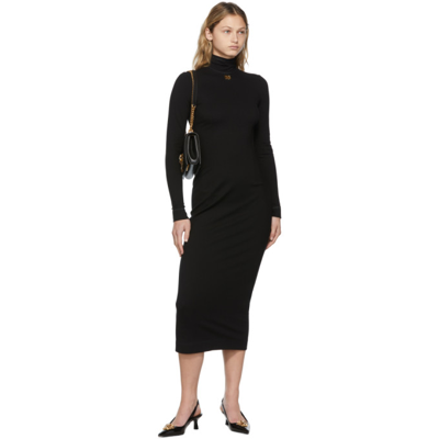 Shop Dolce & Gabbana Black Jersey Dg Logo Dress In N0000 Nero