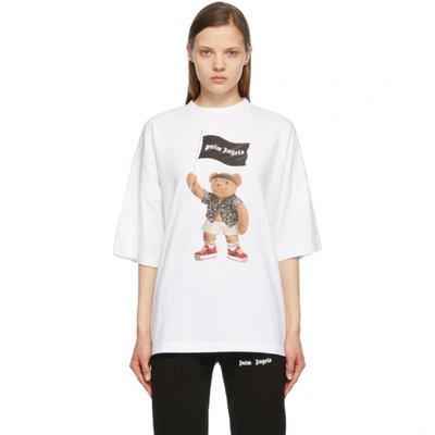 Shop Palm Angels White Pirate Bear Loose T-shirt In White White