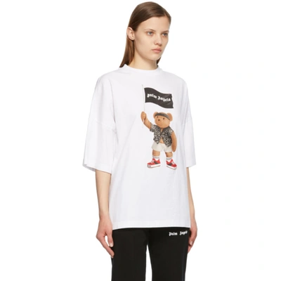 Shop Palm Angels White Pirate Bear Loose T-shirt In White White