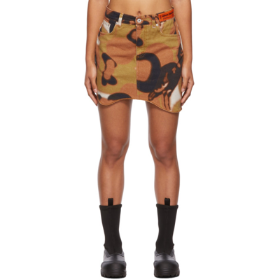 Shop Heron Preston Brown Camou Wave Miniskirt