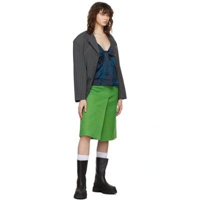 Shop Ganni Green Recycled Wool Midi Skirt In 783 Flash Green