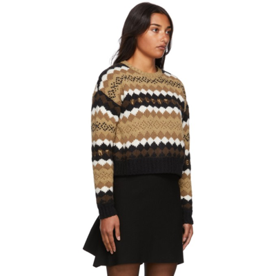 Shop Valentino Wool Embroidered Logo Sweater In 247 Cream/black