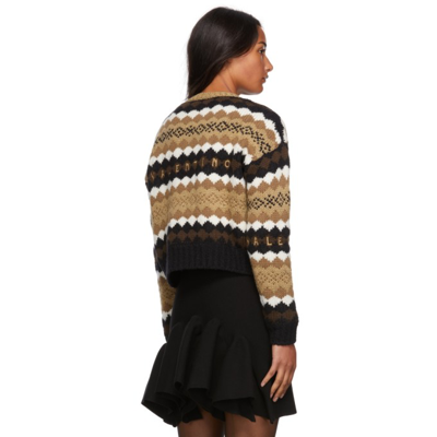 Shop Valentino Wool Embroidered Logo Sweater In 247 Cream/black
