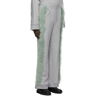 Shop Dries Van Noten Grey Feathers Lounge Pants In 813 Grey Melange