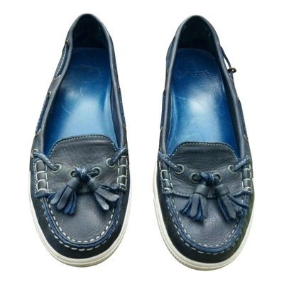 Pre-owned Moncler Leather Flats In Blue