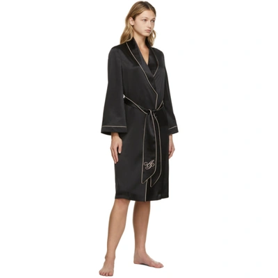 Shop Agent Provocateur Black Silk Contrast Robe
