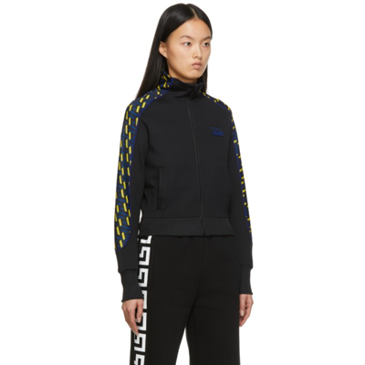 Shop Versace Greca Signature Accent Track Jacket In 5b010 Black+blue