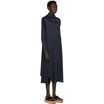 Shop Issey Miyake Navy Monthly Colors November Coat In 76 Dark Navy