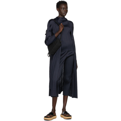 Shop Issey Miyake Navy Monthly Colors November Coat In 76 Dark Navy