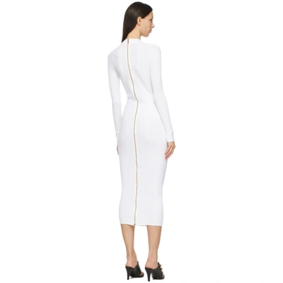 Shop Balmain White Knit Double-buttoned Long Dress In 0fa White