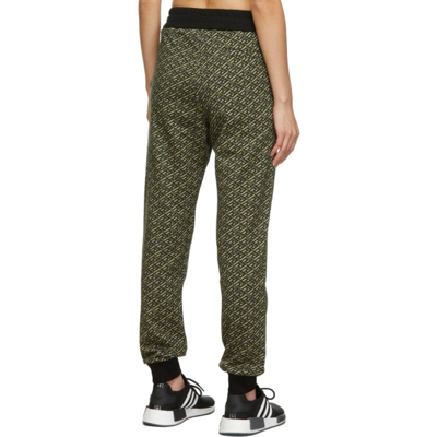 Shop Versace Green & Black Jogger Lounge Pants In 5b160 Black/military